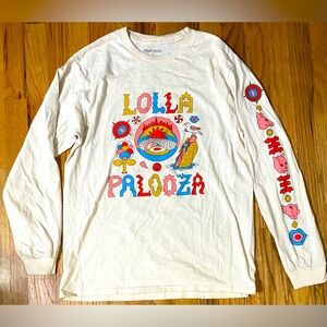 Lollapalooza Graphic Print Long Sleeve T-Shirt White Cotton M Chicago 2023